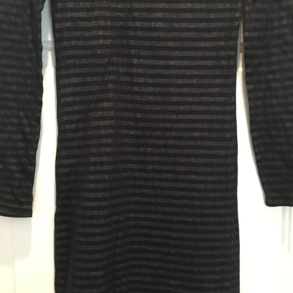 rag & bone navy and gray stripe long sleeve turtleneck knit midi dress - Picture 3 of 5